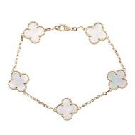 【二手】梵克雅寶 (Van Cleef & Arpels) Vintage Alhambra 5PD 珍珠母貝手鍊 VCARA41800，腕圍 19 厘米，18K（黃金）
