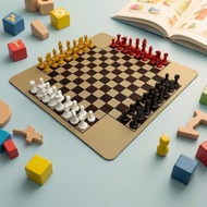 Four-Player Chess Set Rounded Corners 4 Player Chess Set Strategy Game Brown Squares Sturdy