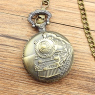 Locomotive Boys and Girls Cartoon Pocket Watch Large Retro Personality Student Flip Quartz Pocket Watch Men and Women Fashion Necklace Gift Watch