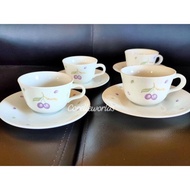 Corelle plum Cup & Plate x 4 Pairs