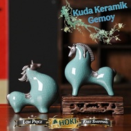 Lucky Horse Statue Ceramic Horse Gemoy Porcelain Horse Display Horse