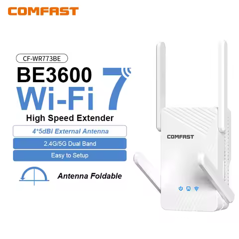 COMFAST 3570Mbps WiFi 7 Wifi Repeater dual band 2.4GHz/5.8GHz 4 high-gain antennas signal extender W