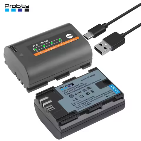 LP E6 LPE6 LP-E6 LP-E6N Battery with Type-C Input For Canon EOS 5DS R 5D Mark II 5D Mark III 6D 7D 8