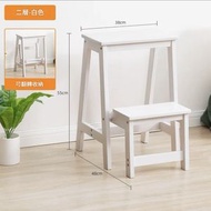二層白色樓梯椅實木三四步登高梯室內兩用創意梯凳多功能折疊凳子家用加厚