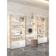 QZ🥗Beauty Salon Skincare Shelves Shelf Cosmetics Display Cabinet Product Showcase Display Shelf with Light and Mirror Y5