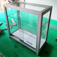 etalase aluminium kaca 50cm lemari display makanan minuman jus buah