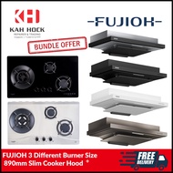 FUJIOH GAS HOB & HOOD BUNDLE – 3 DIFFERENT BURNER SIZE + 890MM SLIM COOKER HOOD (FH-GS5035 + FR-FS22