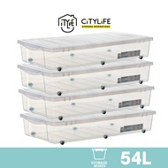 Citylife 54L Multi-Purpose Underbed Stackable Storage With Wheels/Double-sided Lid X-6073