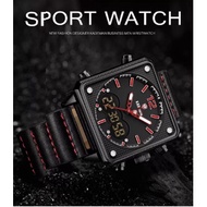 Luxury Square Watch Men Original Sport Watch TOP Brand KADEMAN Dual Display 3ATM Tech Wristwatches New Leather Casual Ma