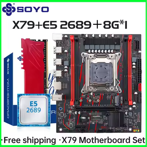 SOYO X79 Game Motherboard LGA 2011 Set with E5 2689 CPU 8G*1 DDR3 ECC RAM Memory M.2 NAME Computer c