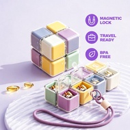 Pill Organizer Box Magnetic 8 Grid Portable Bekas Ubat Travel Sealed Lightproof Storage Case