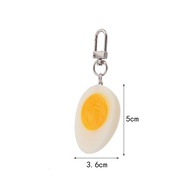 Cute Boiled Egg Alloy Keychain Simulation Food Bag Charm Funny Egg Model Decor Photography Prop Simu