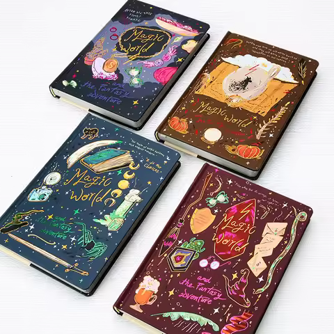 Magical World Series A5 Vintage Colored Inner Pages Landscape Notebook Creative DIY Journal Material