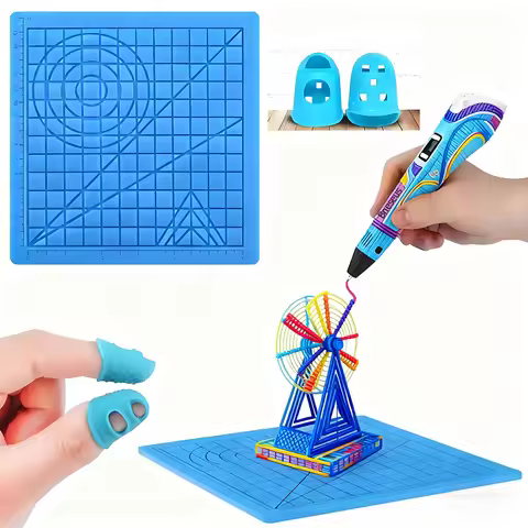 3D Printing Pen Silicone Mat DIY With 2 Finger Protectors Template Drawing Tool Silicone Pad Drawing