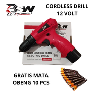 BSW Mesin Bor Baterai Cas Brushless 10mm 12 Volt GRATIS MATA OBENG 1 PCS Murah Bor Tangan Listrik Bolak Balik Terbaik warna merah makita