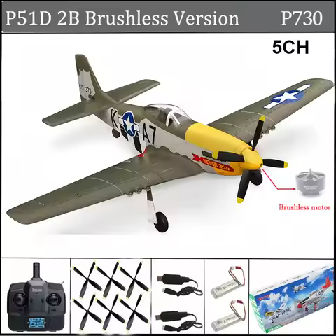 RC Plane 5CH 3D/6G Fixed-wing RC Airplane 2.4GHz P51D Mustang RTF for Adults Beginners Easy to Fly R