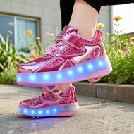XONGT new two wheels shoes Heelys Rechargeable LED light shoes for kids and adults detachable roller