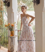 Pleased ชุดเดรสยาวปานกลางปักลายสไตล์วันหยุดฝรั่งเศส กระโปรงทรงเอ แขนกุด คอวี ชุดเดรสผู้หญิงฤดูร้อน 2