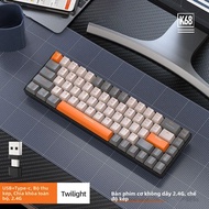 Bàn Phím Cơ Không dây/Bluetooth Chế Độ Kép 60% 68 Phím Red Switch Mini K68 Cho PC iPhone iPad - Bàn 