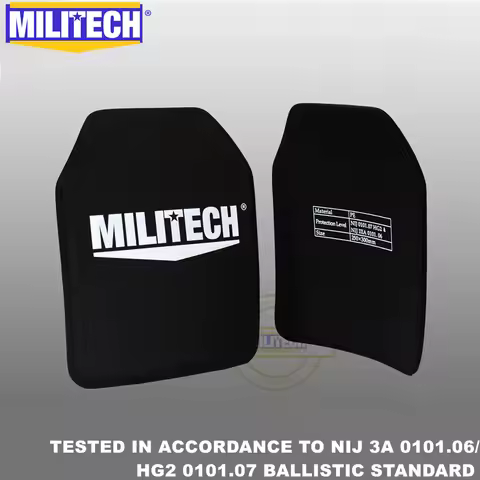 MILITECH Ballistic Plate 10" x 12" Pair NIJ IIIA 3A 0101.06&NIJ 0101.07 HG2 Ultra Light Weight HDPE 