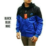 HITAM Nike Black Blue Sports Parachute Jacket