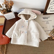 ขนแกะHooded Jacketสําหรับสาวใหม่ฤดูใบไม้ร่วงฤดูหนาวเสื้อผ้าเด็กน่ารักสไตล์เกาหลีเด็กOuterwearเด็กผู้