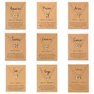 Men Women 12 Horoscope Zodiac Sign Gold Silver Color Pendant Necklace Aries Leo 12 Constellations Je