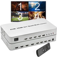 4 Ports Quad HDMI KVM Multi-Viewer 1080P HDMI KVM Screen multiviewer Switcher with B KVM Shares 4 B moe keyboard on 4 PC
