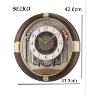 100% ORIGINAL SEIKO Analog Brown Color and Gold Dial Melodies In Motion Wall Clock QXM333( QXM333B)