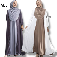 abaya  set hijab kombinasi jersey zoya outer crincle gamis terbaru