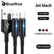 【🔥15% off🔥】BlueWow 1.2M Fish Ribbon Light Fast Charging Cable Micro USB/Type-C Braided Data Cable Suitable for Huawei Xiaomi Samsung USB 5A Fast Charging Cable