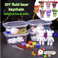 DIY Fluid Bearbrick Keychain Set Party Children Day Gift Toys 6 Colors of Painting Set Parent-Child 