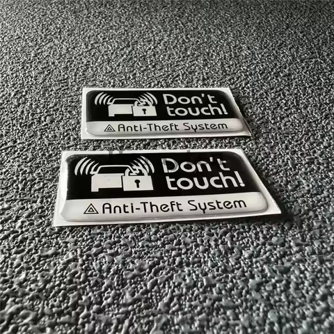 2x 3D Crystal Soft Adhesive Glue Car Stickers Warning Anti-theft Alarm System Do Not Touch Auto Bump