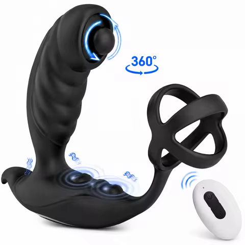 Prostate Massager for Men Remote Control 360° Rotating Vibrator Rechargeable Waterproof Silicone Ana