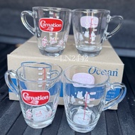 Carnation Measuring Cup Cute coffe Pattern 8 Ounces/250ml (Set Of 4 Glasses)