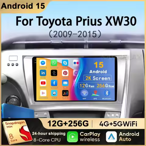 For Toyota Prius 3 XW30 2009-2015 Android 15 Car Radio Multimedia Video Player GPS Navigation Carpla
