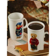 愛莉卡貝葉 出口美國秋冬時尚Polo小熊陶瓷馬克杯 卡通水杯咖啡杯