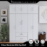 HOMURA Furniture 5 Doors Wardrobe With Top / ALMARI BAJU / /kabinet baju