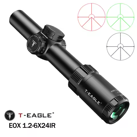 Tactical EOX1.2-6 X24 IR Optical Rifle Scope Red/Green Illuminated Adjustable Shooting Scope Hunting