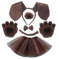 Red Brown Dalmatian Dog Ears  Animal Headband Bowtie Tail Tutu Skirt for Kids Girl Birthday Party Gi