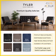 Jo ELLE – Tyler Full Sofa Set 1 seater + 2-seater + 3-seater / Black Synthetic Leather