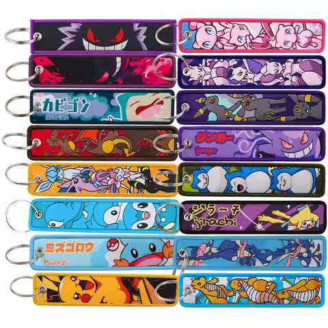 Cute Embroidery Key Fobs Anime Game Keychain For Motorcycles Cars Key Ring Key Holder Key Pendant Ke