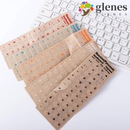 GLENES Keyboard Stickers Transparent For PC Russian Film English Hebrew Korean Language Alphabet Sti
