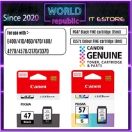 Genuine Original Ink Canon PG-47(15ML) CL-57S (8ML) - PG47 + CL57S - COMBO - PiXMA E410 / E417 / E47