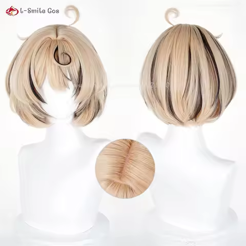 ZZZ Yidhari Cosplay Wig 30cm Linen Gold Mixed Brown Wigs For Women Cosplay Anime Wig Heat Resistant