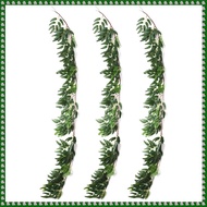 3 Pack (16.8Ft) Artificial Willow Leaves Vines Twigs- Fake Silk Hanging Willow Plant Greenery Garlan