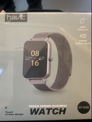 New100% Havit 全新智能運動手錶 H1103A ，平版 I Watch，型格鋅合金錶殼+磁吸不銹鋼錶帶1.54吋特大輕觸式屏幕，外型靚仔😍， 保養一年，有效期10/14/2021 只有一隻，售完即止😍