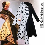 Dalmatian Print Black & White Witch Costume - Halloween Cosplay Wear