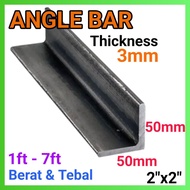 50mmX50mm(2"x2") Angle Bar Besi Tebal 3mm 1feet-7feet (AGB)