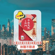 TOPSI - 中國大陸内地 澳門 中移動網絡  1 / 2 / 3 / 4 / 5 日 5G 極速無限數據上網卡 (新升級 放題不限速)